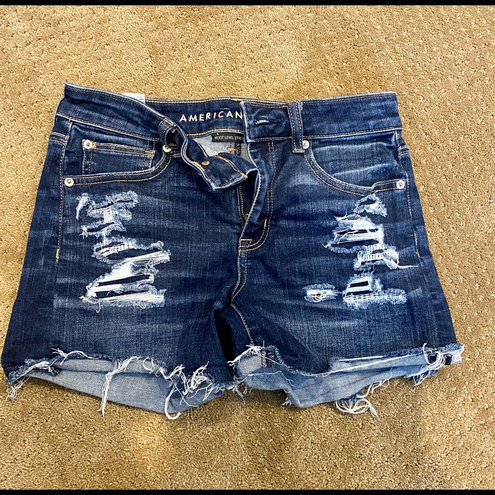 Dark wash denim jean shorts